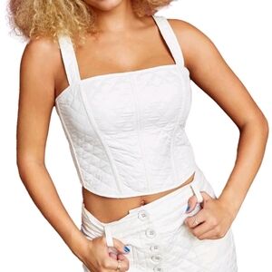 Ivory Quilted Corset Tank Top 16 Square Neck Sleeveless Summer By Royalty Maluma